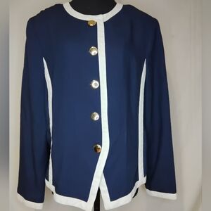 Leslie Fay Navy and White Blazer